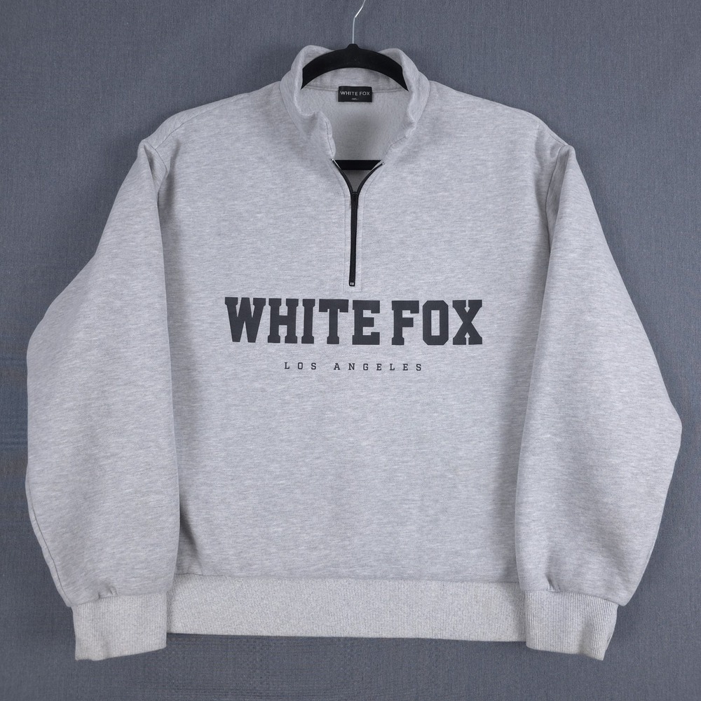 White Fox High Standard Zip Front Sweater Womens M/L Gray Marle Fleece Oversized